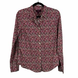 J.Crew Liberty Art Fabrics Print Floral Button Down Shirt Pink Green Size 8